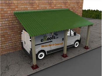 Heavy Duty Green Bitumen CarPort - Onduline Roof Sheets (W 2400mm x L 4350mm)