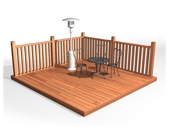 Hardwood 90mm Balau Deck Kit 3m x 3m (With Handrails)