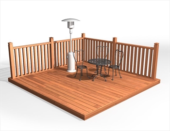 Hardwood 90mm Balau Deck Kit 4.2m x 4.2m (With Handrails)