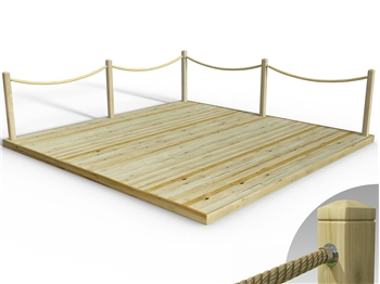 Standard Redwood Decking Kit 4.2m x 4.2m (With Rope Handrails)