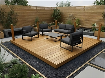 Hardwood 145mm Balau Deck Kit 5.1m x 5.1m (With Rope Handrails)