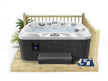 Standard Redwood 120mm Hot Tub Deck Kit 2.4m x 2.4m (With Handrails)