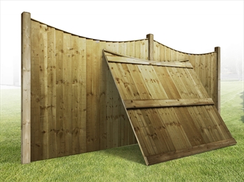 Heavy Duty Curved Vertilap Featheredge Fence Panel (6ft x 6ft-5ft 6")