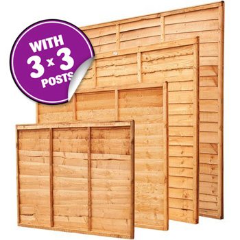Overlap Fence Panel Kit With 3" Posts (Pack Of 4)